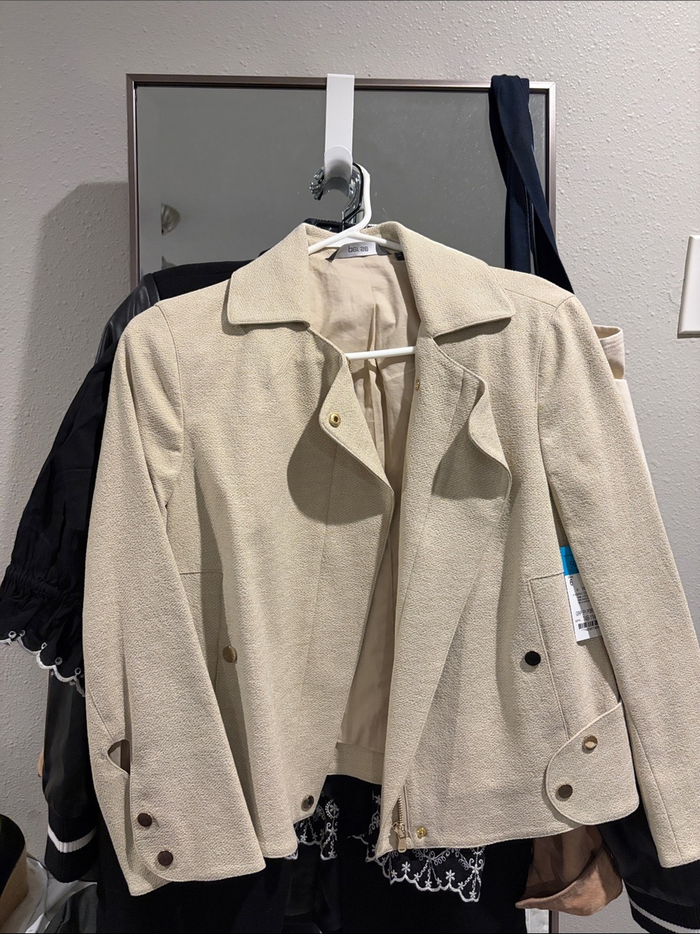 Per Se Cream Textured Blazer Jacket